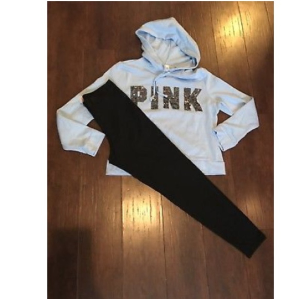 Victoria secret outfit pink leggings bling hoodie